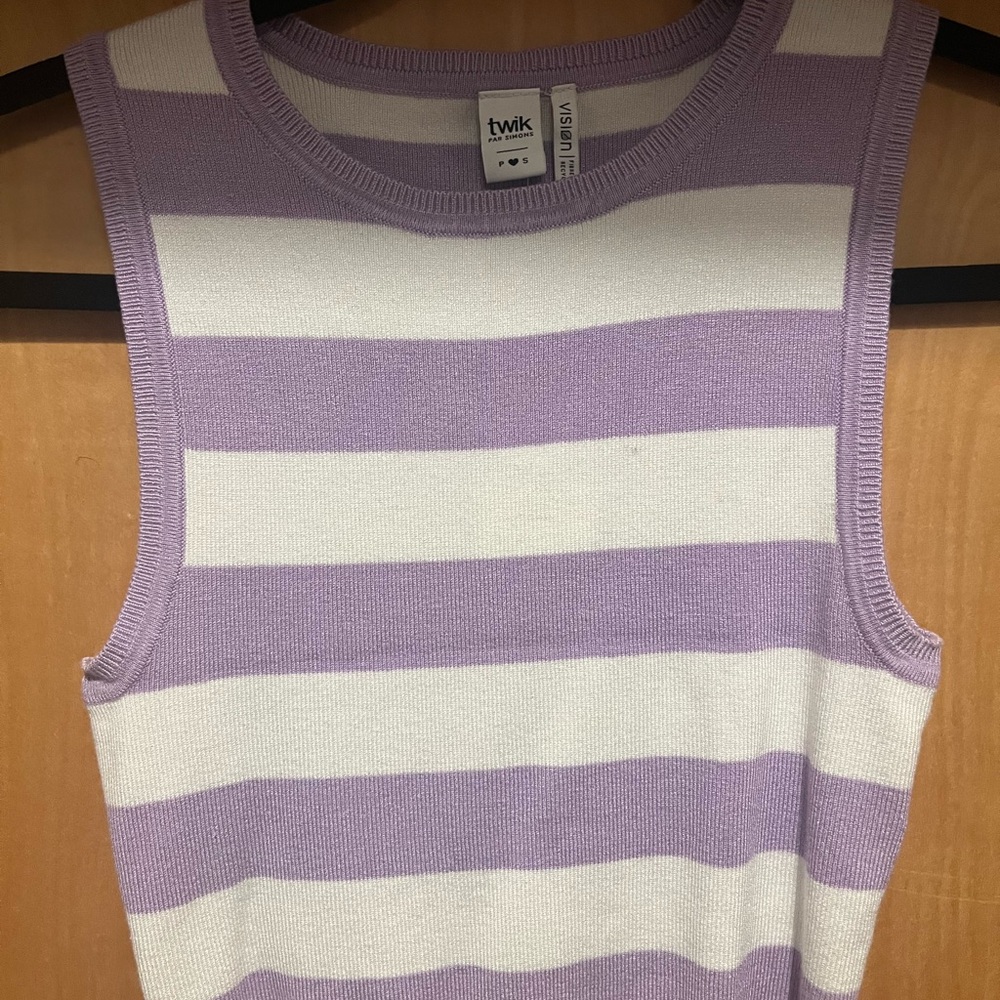 Simons Purple and White Striped Tank Top